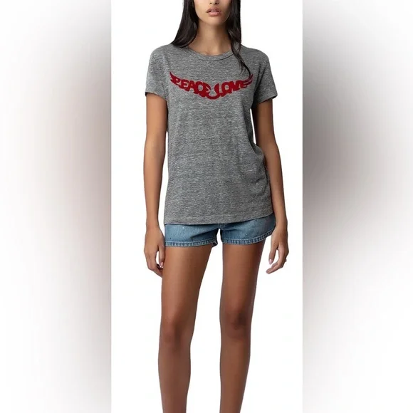 Zadig & Voltaire Walk Peace & Love T-Shirt - Gray - Size S
